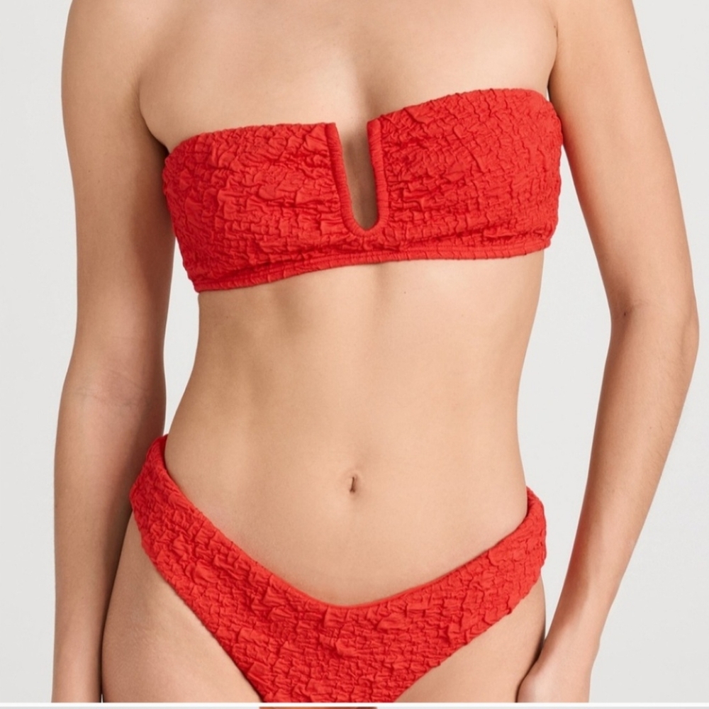 NWT Mara Hoffman Textured Red Bandeau Bikini